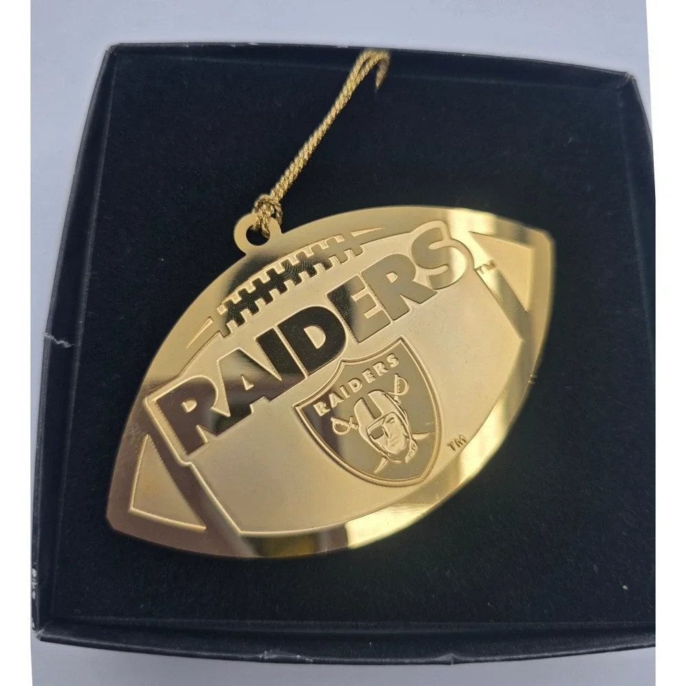 Oakland Raiders Topperscot 22KT Gold Finish Football Ornament Vintage NFL Boxed